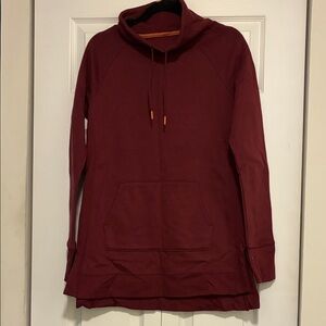 tek gear Maroon Funnel Neck Pullover with Kangaroo Pocket